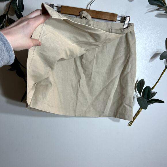 Forever 21 Cream Linen Blend Wrap Skirt - Picture 2 of 6